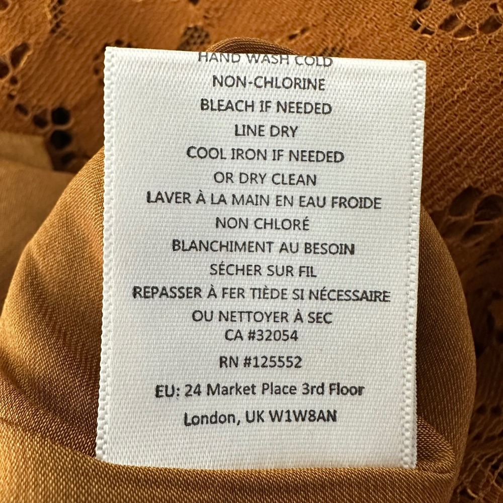Anthropologie Dolan Hattie Corduroy Overall Dress Bronze Floral Lace Mini XS NEW - Picture 12 of 12